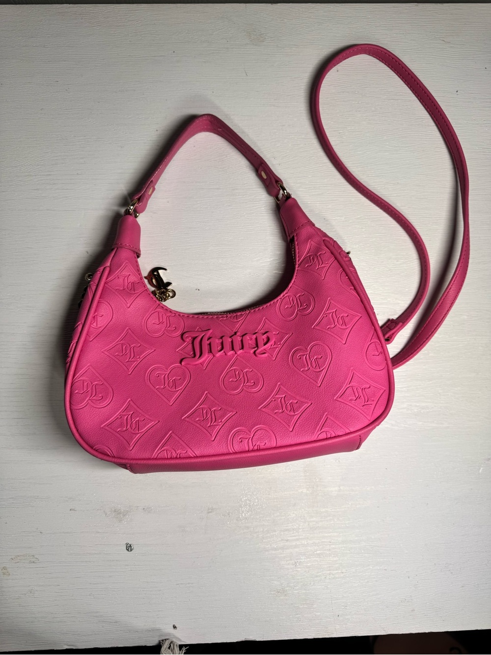 Juicy Couture Bright Pink Embossed Logo Shoulder Bag